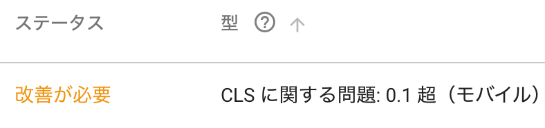 改善が必要 CLSに関する問題 0.1超（モバイル）